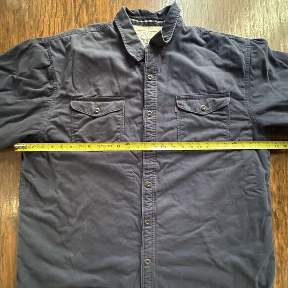 Levi's Chore Jacket Sherpa Lined Work Shacket Mens 3XL Blue Canvas Button Front - Picture 12 of 16